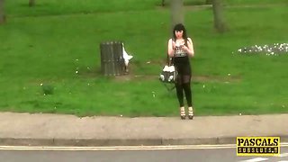 Sperm degustating subslut tied up and jammed hard by maledom