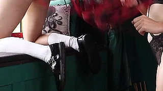 The Exposure Punishment Slave Mila's Collaring and Humiliation, as Pure Lucie Flogs Her Bare Bottom and Pumps Her Tits