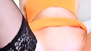 Hot Nylon Blonde Squirts During Creampie on His Thick Cock