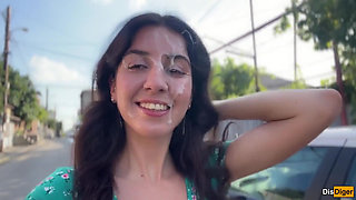 Triple Cum on Face for Village Whore - Public Cumwalk