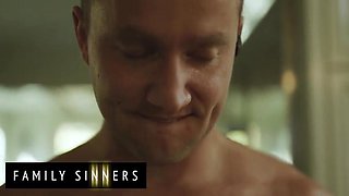 FAMILY SINNERS - Big-chested COUGAR Arches Over The Kitchen Counter And Lets Her Sonny-In-Law Go To Town On Her Moist Fuckbox