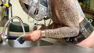 Predicament - Endurance - Chastity Slave Punished with Nipple Torment While Washing Dishes - Extreme Femdom Session (236)