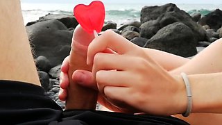 Sucking and Fucking on the Beach - Outdoor Teen Amateur Blow
