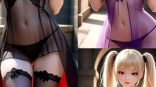 Hentai Gothic Girls with Dyed Hair Showing off Their Big Tits 2