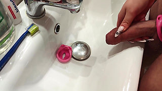 Femdom. Mommy Removes the Cage From Her Stepson's Penis, Lets Him Pee and Washes Him in the Shower.