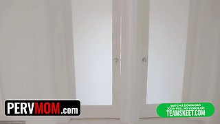 Big titted step mom Cory Chase unwraps down and gives step son his christmas introduce early - pervmom