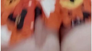 Bbw Rides Pumpkin Dildo In Halloween Lingerie