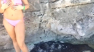 On the Nudist Beach I Flash My Tits and Pussy