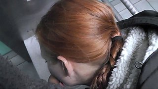 Drinks from his pissing cock in bathroom