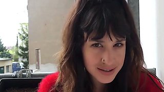 German dark haired displays off her fur covered soles