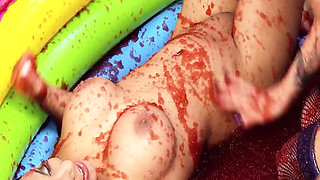Pool Pussies Scene-4 Brunette Lesbians with Big Tits Having Sex Together in a Jelly Pool