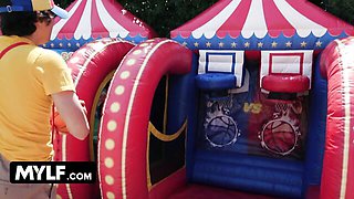 Bella Rolland pink bikini BJ in red bounce house with propeller hat