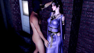 3D Cute Asian Cosplay Model Cheating with Big Cock