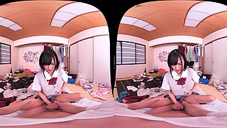 Japanese Student in VR POV for Fiery Passionate Play