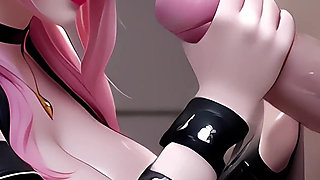 Anime Hentai Uncensored, Pink-haired Chick Sucks Your Cock by a Glory Hole, Fuck Her and Cum on Her!