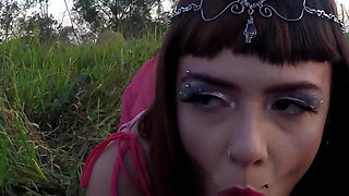 Petite Teen Riding a BBC Outdoors