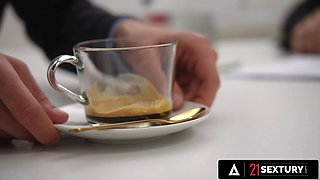 Twenty-one sextury - beautiful assistant angelika's coffee leads to double pound