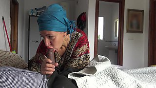 This Turkish Granny Is Shocked!!! I Take Out My Big Black Cock in Front of Her.