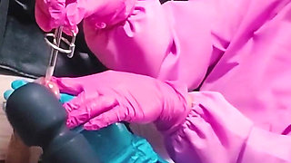 2 sadistic nurse tormenting slave with sounding