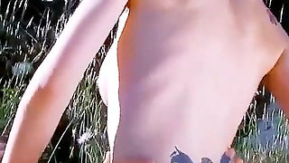 Skinny teen Vladana gets fucked outdoors by trained guy