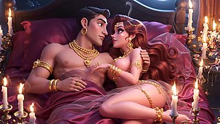 Carter Miles and Royal Cartoon Queen Sparkle in Sultry Animated Nighttime Romance Compilation with Gold Jewelry and Pass