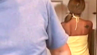 A Blonde Fucks a Guy so She Can Lay by the Pool of Her Friend.