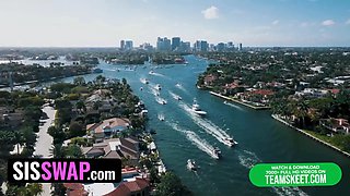 Swappz - perplexed best friends catch their step sisters fingering with a monster dildo