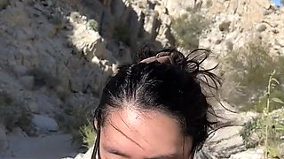 Outdoor Blowjob While Hiking in the Desert - Amateur Wmaf - Cum in Mouth Public BJ Swallow