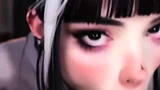 Black white haired girl deepthroats cock in sunset city bed