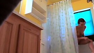 Stepdaughter 21 shaves pussy in shower (voyeur)