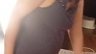 Amateur Woman Has Fun Trying on Clothes and Cutting Them