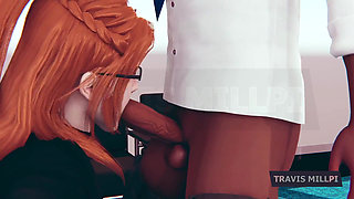 Office Seduction with Busty Redhead Secretary After Hours Punishment