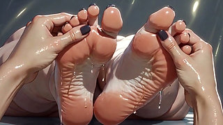 SSBBW Oil Foot Massage Close up - Big Beautiful Feet & Toes