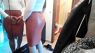 Julie cums in a skirt