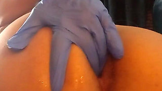Pussy Tease with Latex Gloves