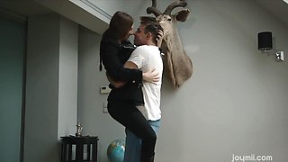 Dirty Den plows Connie's tight pussy in wild cowgirl action