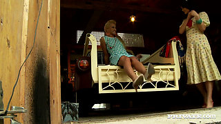 Cherry Kiss and Madlin in a 1950s retro threeway