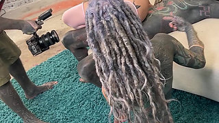 A Second Camera Secrets Tattooed Body Girl Teased in Photoshoot Before Tatttooed Man Wild Anal Ride & Ass to Mouth Feast