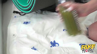 Faux hostel - young backpacker guzzles exclusive potion which makes her melons grow giant!