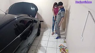 Naughty Latina Mechanic Fucks Horny Girl in Garage - Amateur Squirting & Cumshot