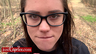 "I want to suck your cock!" Hiking makes me HORNY! Let me blow your BWC in the forest  - Little Caprice