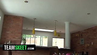 Teamskeet - sexy laTina Babe gobbles on gigantic man\u2019s chorizo and bellows so noisily while riding it