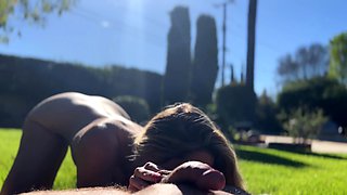 Outdoor handjob on beach with cumshot