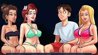 I fuck my Stepsis in Summertime saga in a Foursome after truth and dare with Becca