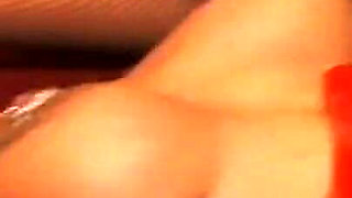 Latex masked guy and babe humiliating