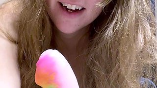 Blonde tight pussy babe solo toy fun in glamour masturbation