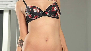 Cute Blonde Catgirl in Sexy Black Lingerie