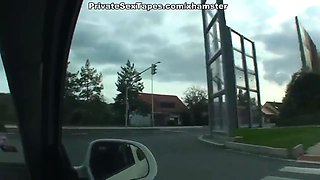 Hot amateur girl bent over the car and fucked till cumshot