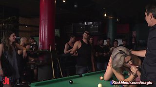 Blonde public humiliation and BDSM