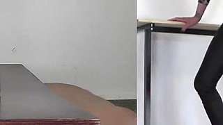 Slave's Orgasm Under Mistress Tatjana's White Boots Pp a